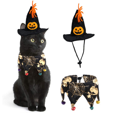 Skeleton Pattern Decoration Halloween Hat Set For Cat